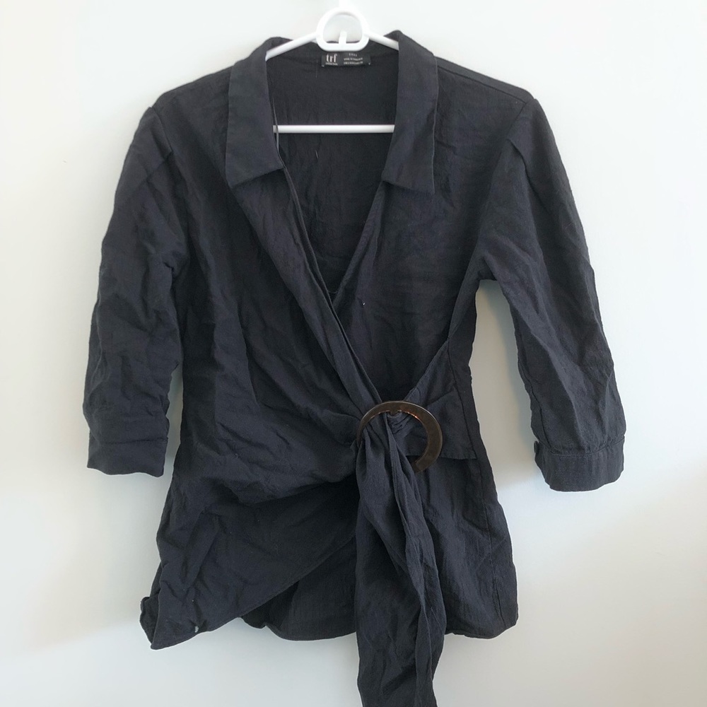 Zara Black Wrap Top